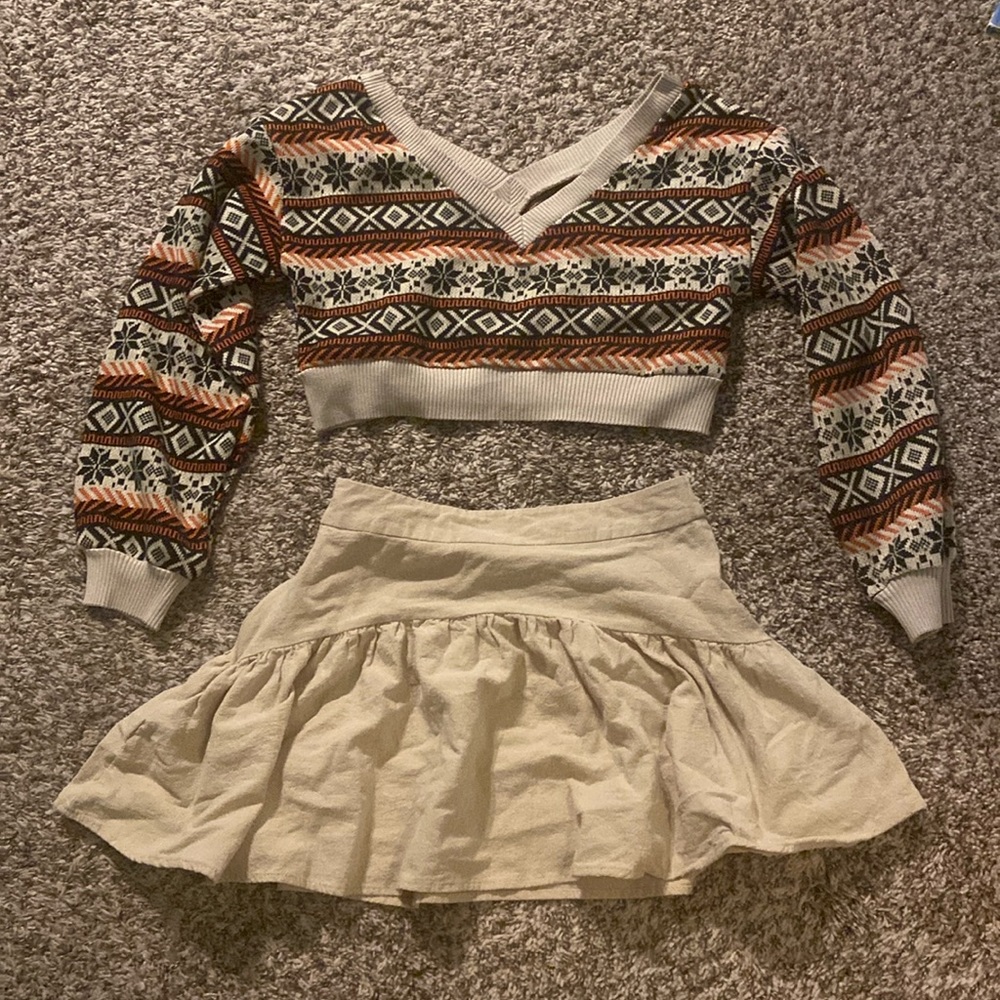 Crop sweater and skirt
